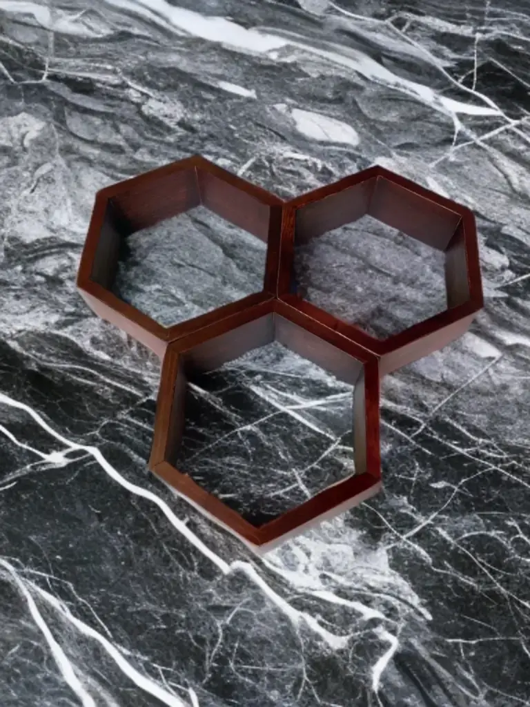 Repisas Hexagonales Flotantes De Madera Set de 3 Piezas Grandes