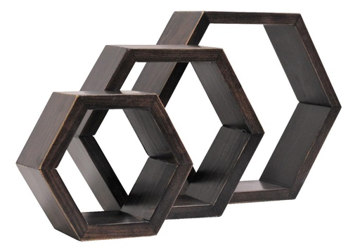 Repisas Hexagonales Flotantes De Madera 